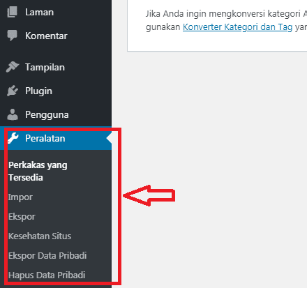 Fungsi Menu di Dashboard WordPress