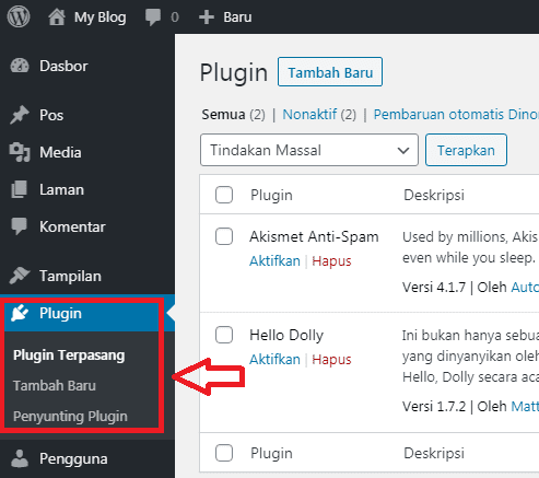 Fungsi Menu di Dashboard WordPress